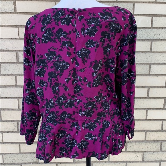 Banana Republic Purple Burgundy Floral Print Top - Picture 2 of 7